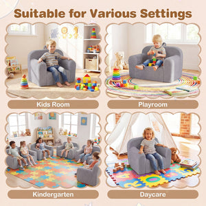 Kids Couch Portable Toddler Sofa with Anti-slip Base-Gray view 9