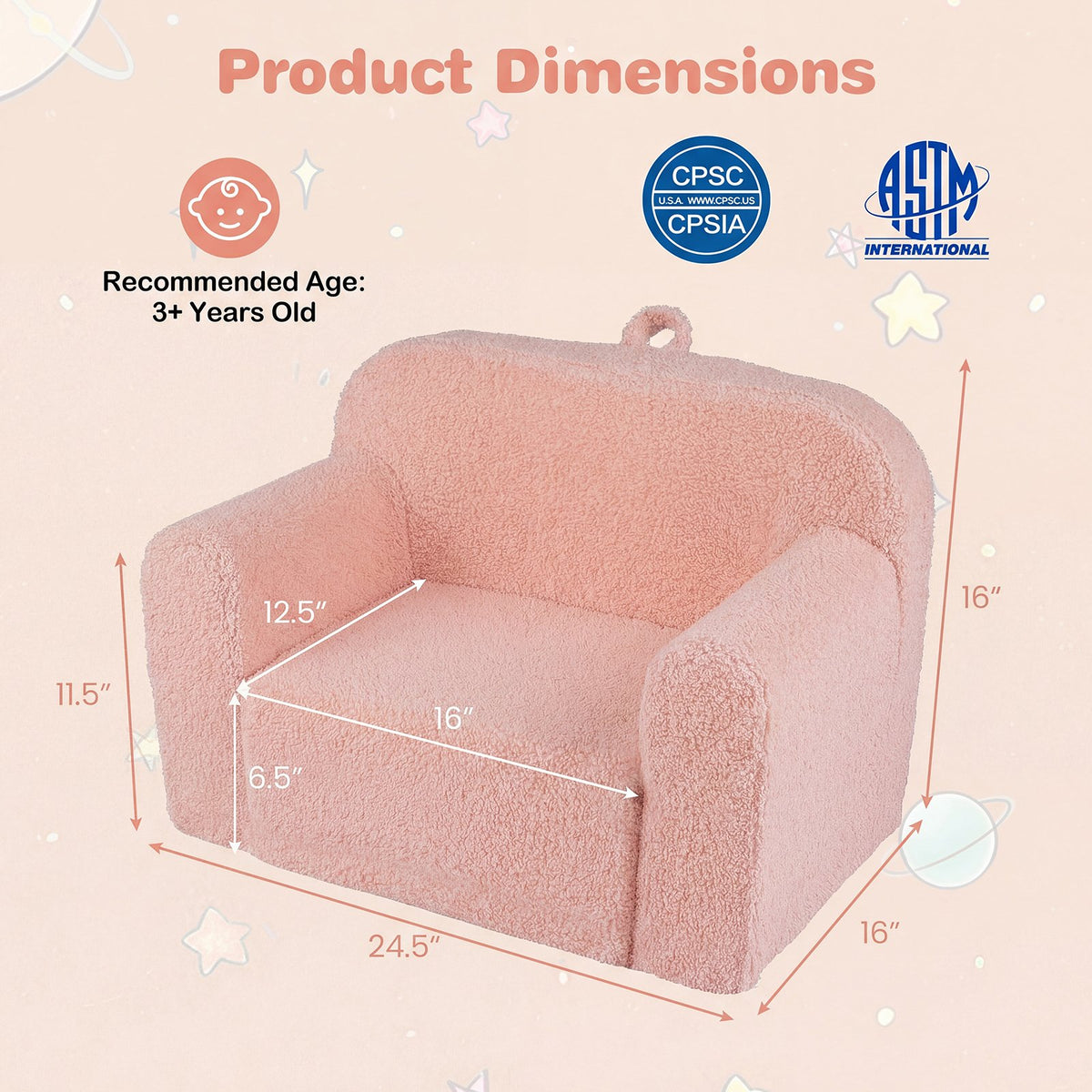 Kids Couch Portable Toddler Sofa with Anti-slip Base-Pink view 4