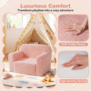 Kids Couch Portable Toddler Sofa with Anti-slip Base-Pink view 5