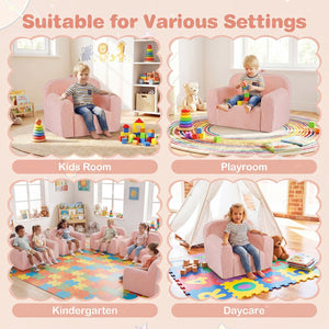 Kids Couch Portable Toddler Sofa with Anti-slip Base-Pink view 9