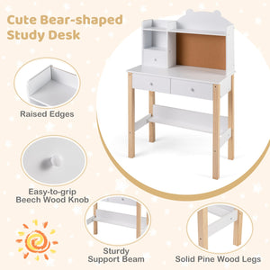 Kids Desk and Chair Set with Hutch Bulletin Board and Drawers-White view 6
