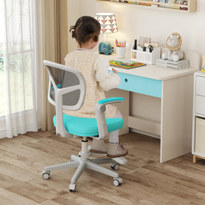 Kids Desk Chair Children Study Chair with Adjustable Height Armrest and Footrest-Green view 2