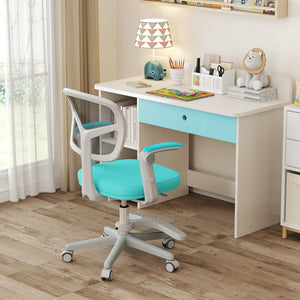 Kids Desk Chair Children Study Chair with Adjustable Height Armrest and Footrest-Green view 3