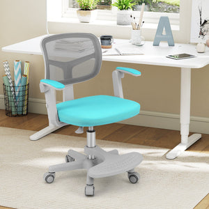 Kids Desk Chair Children Study Chair with Adjustable Height Armrest and Footrest-Green view 6