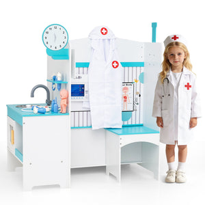 Kids Doctor Play Set with Adjustable Height Bar-Blue