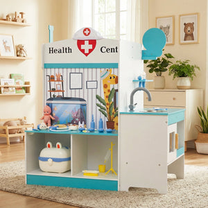 Kids Doctor Play Set with Adjustable Height Bar-Blue view 2