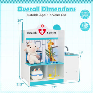 Kids Doctor Play Set with Adjustable Height Bar-Blue view 5