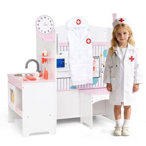 Kids Doctor Play Set with Adjustable Height Bar-Pink