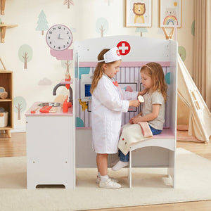 Kids Doctor Play Set with Adjustable Height Bar-Pink view 3