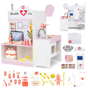 Kids Doctor Play Set with Adjustable Height Bar-Pink view 4