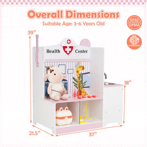 Kids Doctor Play Set with Adjustable Height Bar-Pink view 5