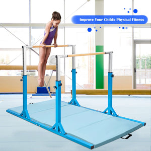 Kids Double Horizontal Bars Gymnastic Training Parallel Bars Adjustable-Blue view 2