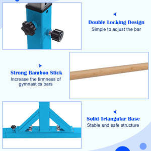 Kids Double Horizontal Bars Gymnastic Training Parallel Bars Adjustable-Blue view 8