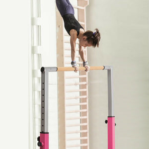 Kids Double Horizontal Bars Gymnastic Training Parallel Bars Adjustable-Pink view 6