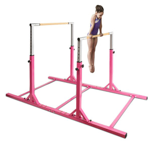 Kids Double Horizontal Bars Gymnastic Training Parallel Bars Adjustable-Pink view 7