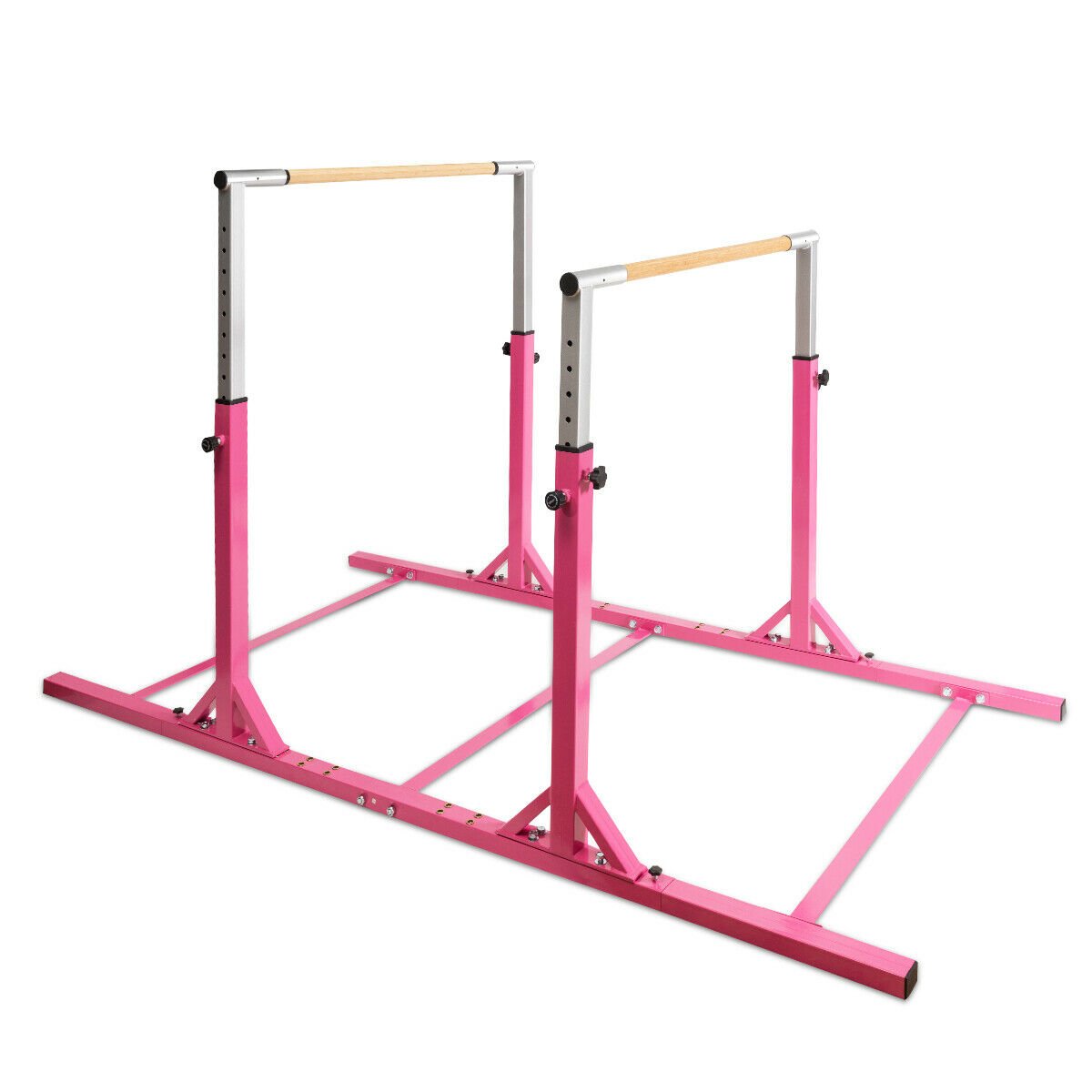 Kids Double Horizontal Bars Gymnastic Training Parallel Bars Adjustable-Pink view 8