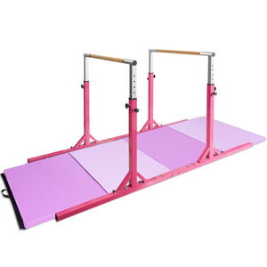 Kids Double Horizontal Bars Gymnastic Training Parallel Bars Adjustable-Pink view 9