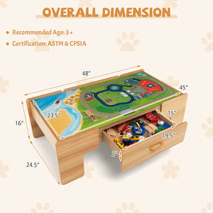 100-Piece Double-Sided Wooden Train Set Table with Storage Drawer for Kids Age 3 + view 4