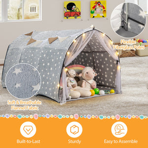 Kids Dream Bed Tent Twin Bunk Bed with Glow in the Dark Stars and Lights-Gray view 9