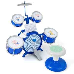 Kids Drum Set Educational Percussion Musical Instrument Toy with Bass Drum-Blue view 4