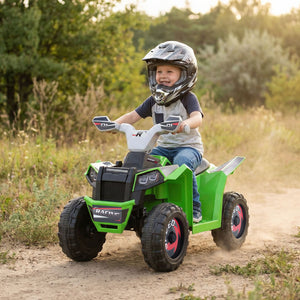 6V Kids Electric ATV Quad Car with Detachable Trailer-Green view 3