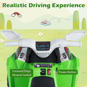 6V Kids Electric ATV Quad Car with Detachable Trailer-Green view 8
