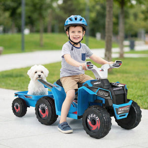 6V Kids Electric ATV Quad Car with Detachable Trailer-Navy view 2