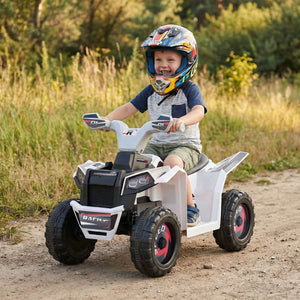 6V Kids Electric ATV Quad Car with Detachable Trailer-White view 3