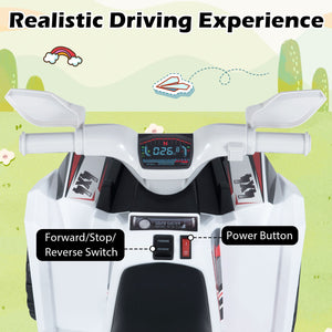 6V Kids Electric ATV Quad Car with Detachable Trailer-White view 9