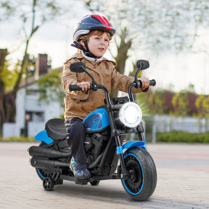Kids Electric Motorcycle with Training Wheels and LED Headlights-Blue view 2