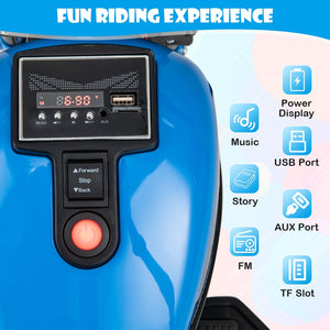 Kids Electric Motorcycle with Training Wheels and LED Headlights-Blue view 5