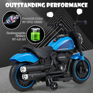 Kids Electric Motorcycle with Training Wheels and LED Headlights-Blue view 8