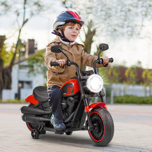 Kids Electric Motorcycle with Training Wheels and LED Headlights-Red view 2