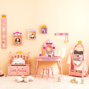 Kids Full Length Mirror with 360 Degree Rotatable Design and Shelf-Pink view 7
