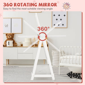 Kids Full Length Mirror 360 Degree Rotatable Dressing Mirror with Storage Bin-White view 8