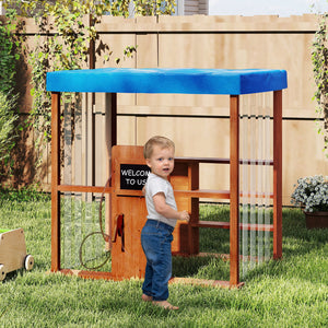 Kids Gas Station Playhouse with Gas Refueling Guns for Aged 3+-Brown view 3
