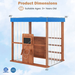 Kids Gas Station Playhouse with Gas Refueling Guns for Aged 3+-Brown view 5