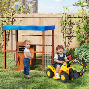 Kids Gas Station Playhouse with Gas Refueling Guns for Aged 3+-Brown view 7