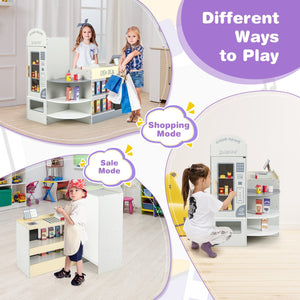 Kids Grocery Store Playset with Cash Register POS Machine-Gray view 5