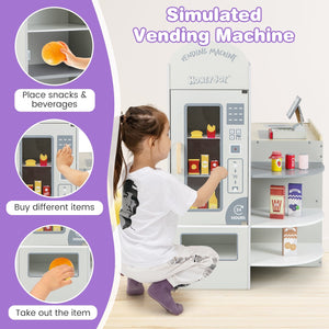 Kids Grocery Store Playset with Cash Register POS Machine-Gray view 7