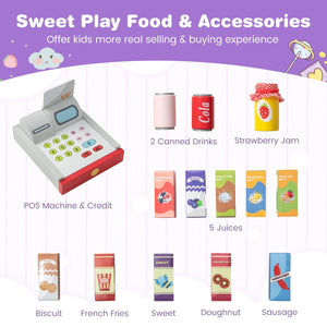 Kids Grocery Store Playset with Cash Register POS Machine-Gray view 9