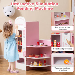 Kids Grocery Store Playset with Cash Register POS Machine-Pink view 8