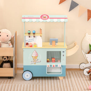 Kids Ice Cream Truck Pretend Play Set for Toddlers with Vending Machine-Green view 2