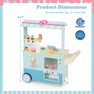 Kids Ice Cream Truck Pretend Play Set for Toddlers with Vending Machine-Green view 3