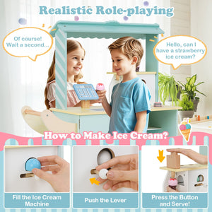 Kids Ice Cream Truck Pretend Play Set for Toddlers with Vending Machine-Green view 5