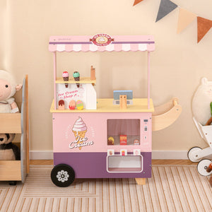 Kids Ice Cream Truck Pretend Play Set for Toddlers with Vending Machine-Pink view 2