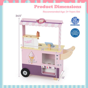 Kids Ice Cream Truck Pretend Play Set for Toddlers with Vending Machine-Pink view 3
