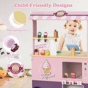 Kids Ice Cream Truck Pretend Play Set for Toddlers with Vending Machine-Pink view 7