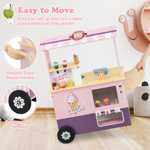 Kids Ice Cream Truck Pretend Play Set for Toddlers with Vending Machine-Pink view 8