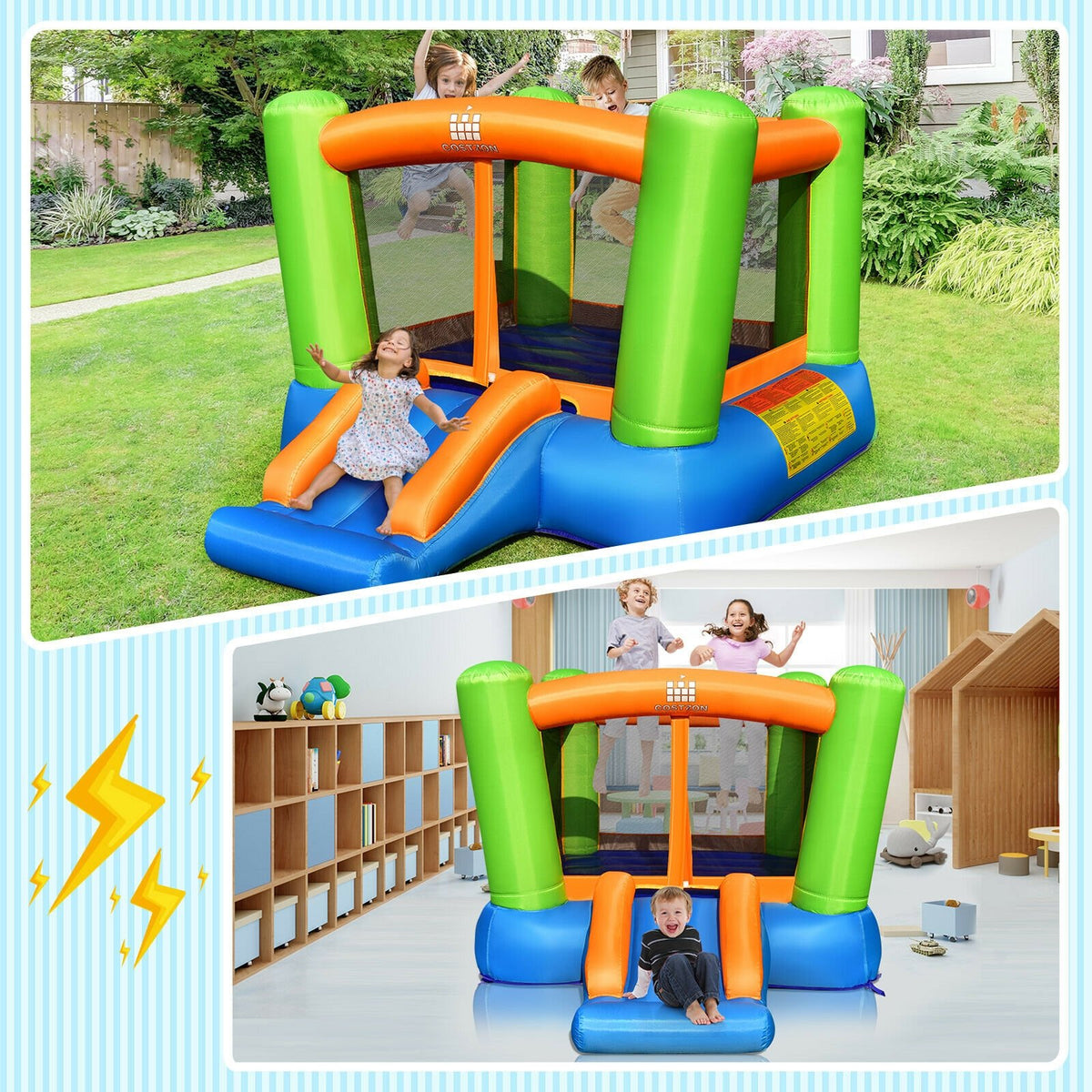 Kids Inflatable Bounce House without Blower for Indoor and Outdoor view 2